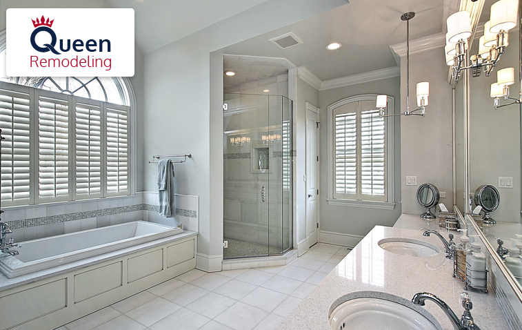 Identify a color theme for the bathroom space